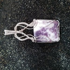 tiffany Jasper wrapped in silver color coated copper wire